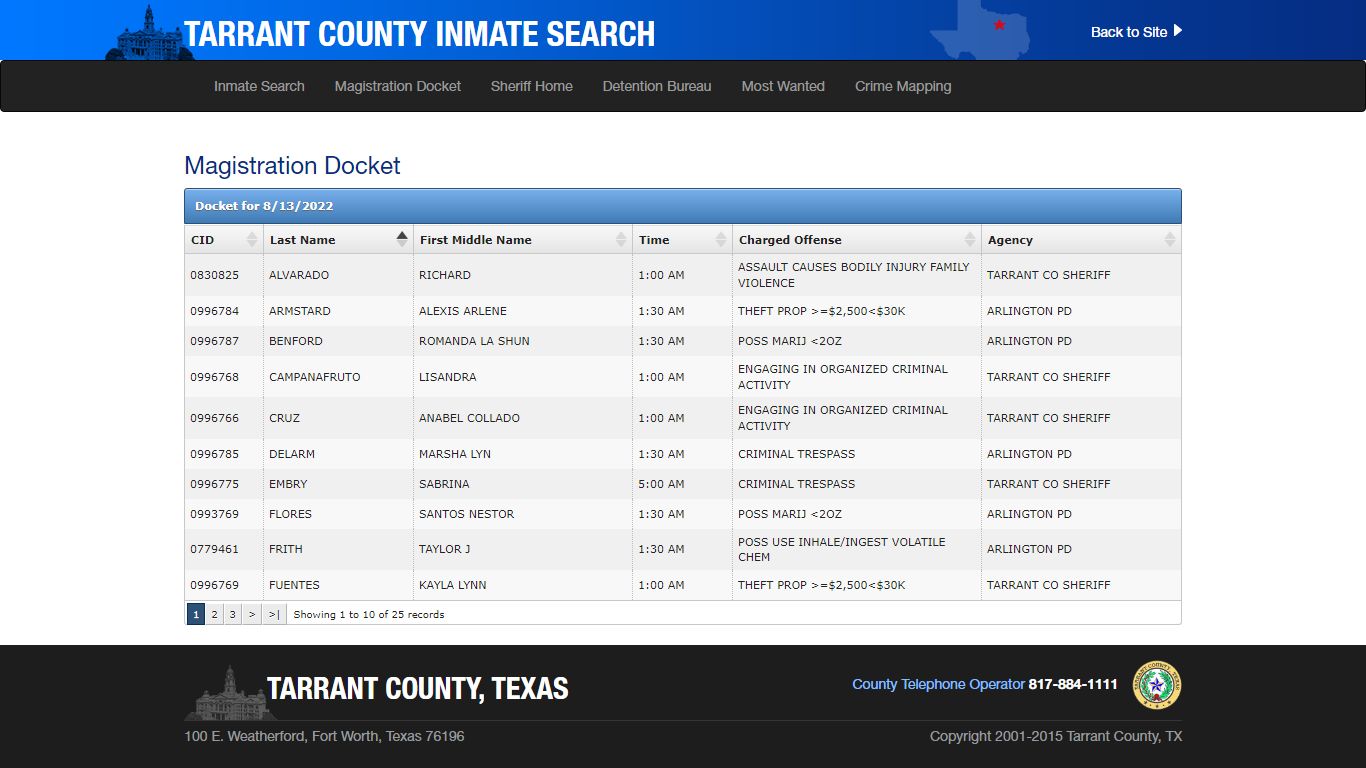 Inmate Search